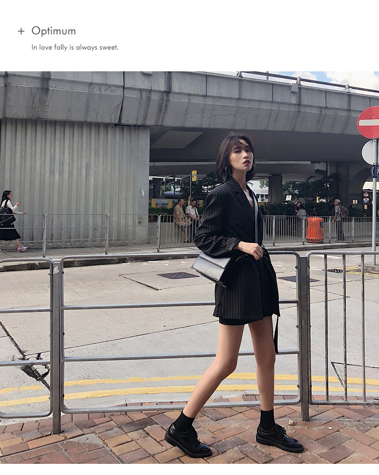 Còn lại mùa thu 2018 nữ mới phiên bản Hàn Quốc của phong cách retro retro khí chất sang trọng sọc ngắn blazer áo kiểu nữ đẹp 2021