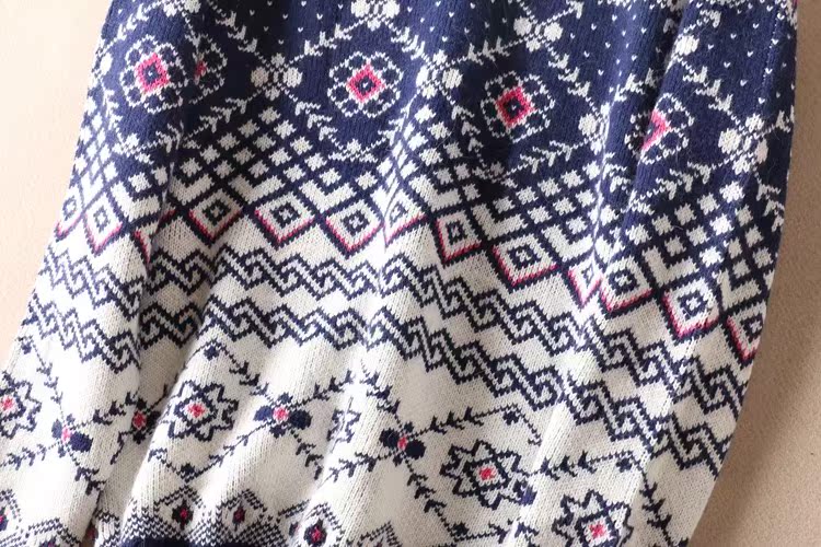 Mùa đông retro đôi jacquard dày cổ tròn áo len áo len nữ dài tay ấm áo dệt kim nữ B163 thời trang công sở nữ cao cấp