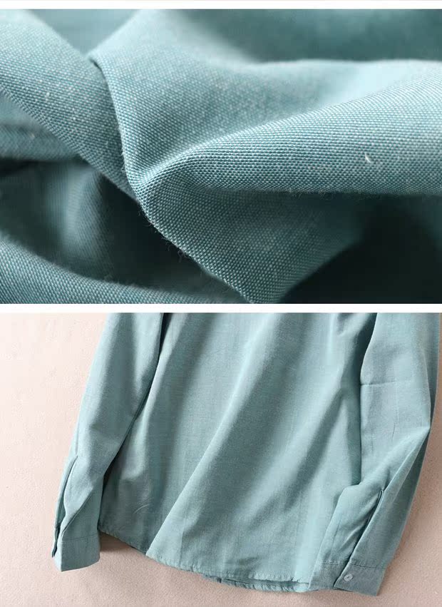 Phiên bản Hàn Quốc của áo gió thêu tay dài cotton mùa xuân ve áo nữ WA613 áo sơ mi cổ trụ nữ dài tay