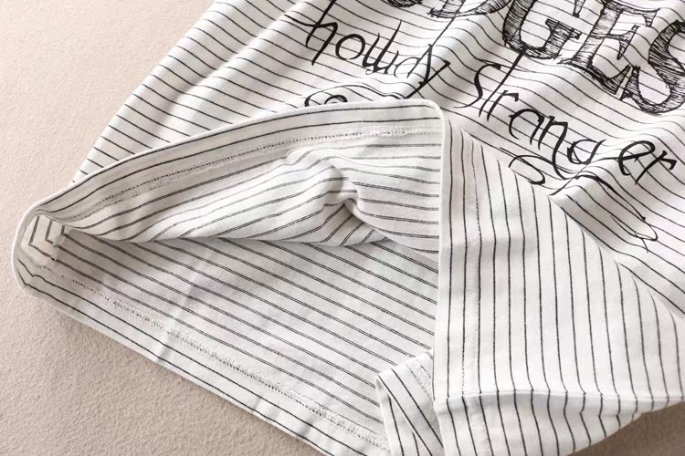 Giới trẻ phổ biến hip hop hè hè áo thun in hình nam thun cotton ngắn tay áo thun WD3401-3405 áo phông kẻ ngang nam