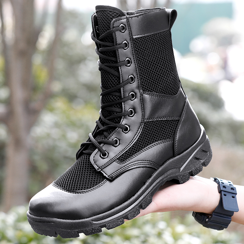 Summer High-Top Zipper Work Boots for Men and Women, Breathable Boots, Security Mesh Hiking Boots, Security Shoes, Ultra-Light Combat Training Boots