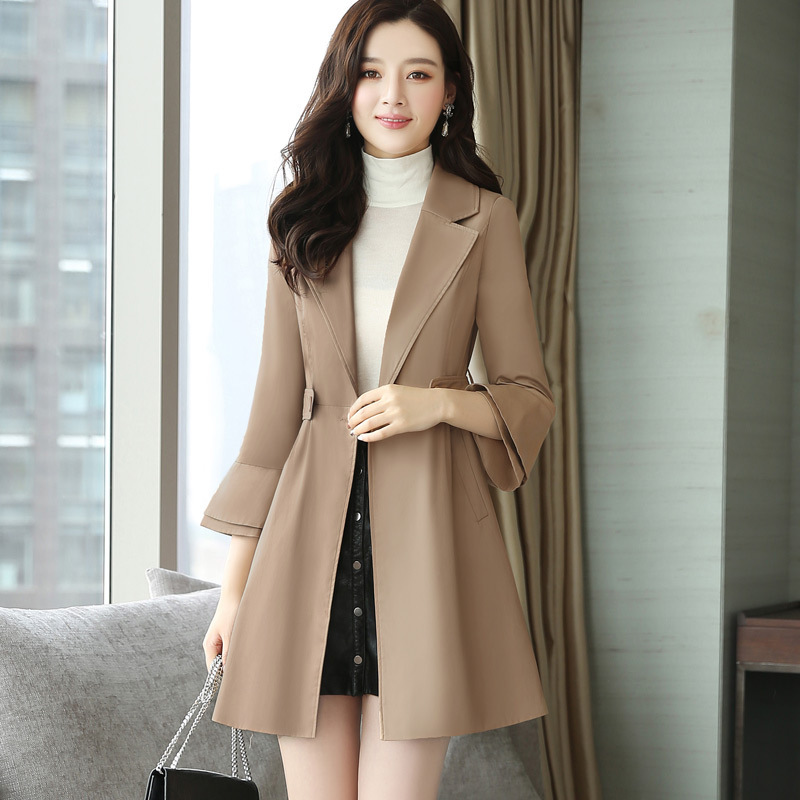 Spring and Autumn New Mid-Length Trench Coat for Women Korean Style Women's Fashion Casual Trench Coat Sw3668