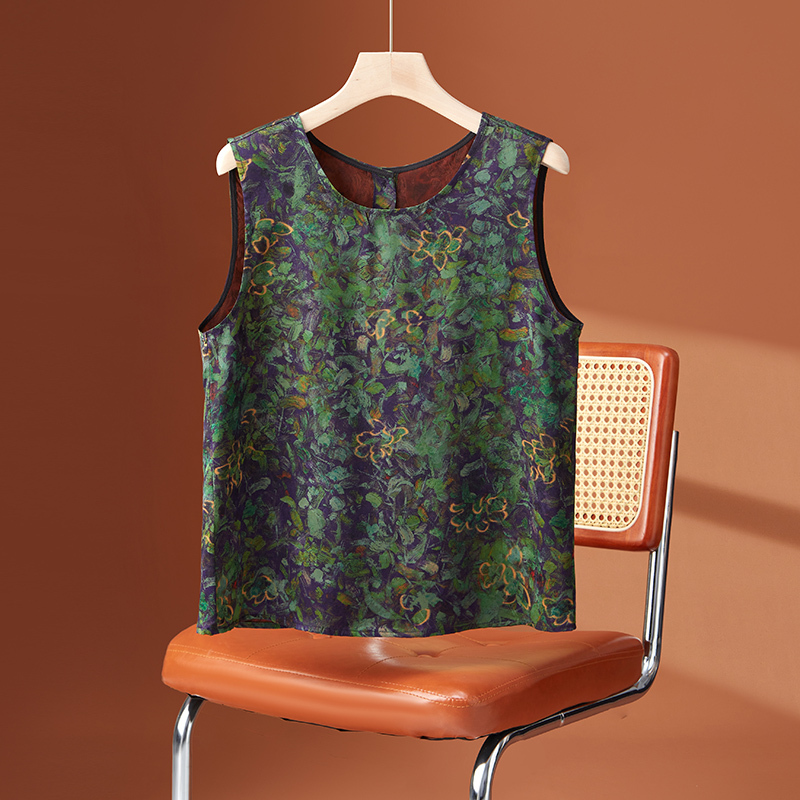 23mm Red Cloud Yarn Printed Silk Top for Women, Sleeveless Outerwear, 2026 New Summer Style, Elegant Sleeveless Mulberry Silk Vest 23mm Red Cloud Yarn Printed Silk Top for Women, Sleeveless Outerwear, 2026 New Summer Style, Elegant Sleeveless Mulberry Silk Vest