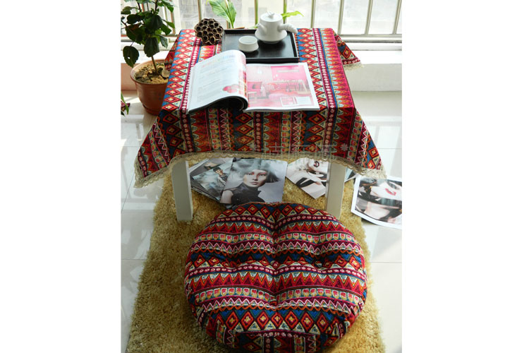 [Có thể được tùy chỉnh] vải lanh nghệ thuật vải lanh bàn cà phê vải boho Đông Nam Á phong cách quốc gia khăn trải bàn vuông khăn trải bàn vintage