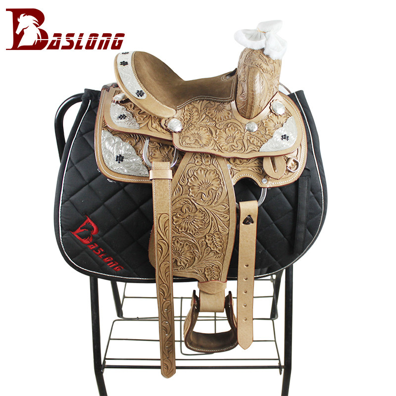 Small western Saddle Bull Leather Saddle Armrest Sculpture Flower Cover Horse Children Saddle Saddle Saddle Saddle Accessories Eight Feet Saddle Complete With A Full Set Of Accessories