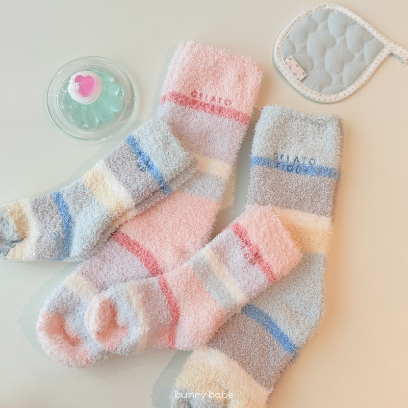 Parent-Child Style ~ Gp Japanese Cute Coral Fleece Autumn and Winter Warm Fuzzy Socks Home Long Tube Children's Floor Socks Couple