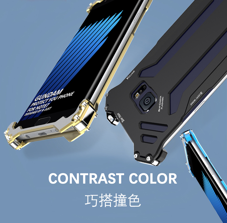 R-JUST GUNDAM Aluminum Alloy Double Color Oxidation Metal Protective Case for Samsung Galaxy Note 7 N9300