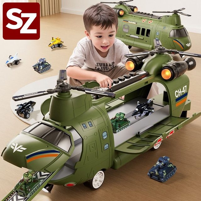 Inertial Transport Aircraft Helicopter Educational Sound and Light Artificial Military Model Track Ejection Kidsren's Toy