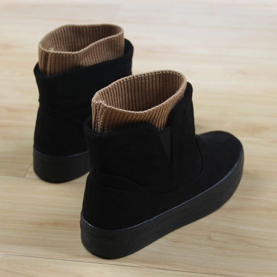 Women's high-top cotton shoes, thickened winter style, warm thick-soled snow boots, women's all-match sleeves, velvet short boots, women's trendy