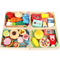 Wooden box fruits and vegetables cut off the wooden simulation of every kitchen, cut music, infant early marble toys