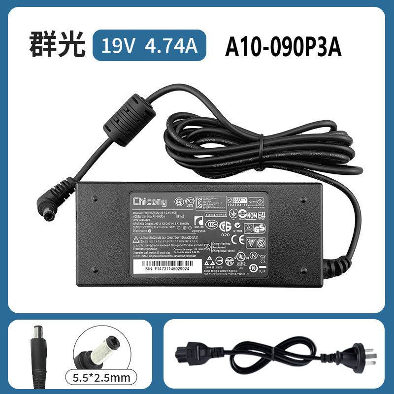 Chicony/Qunguang 19V4.74A Power Adapter A10-090P3A Laptop Monitor Power Cord