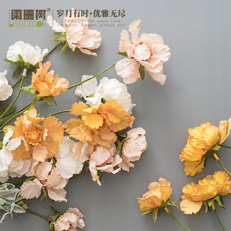 Nordic American fake flower emulated floral bouquet with dried flower bouquet dining room Single-branch wheel wind chamomile decorated with floral art