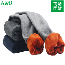 Кальсоны ab男士加绒秋裤纯棉三层加厚高腰全棉毛线裤冬季衬裤夹棉保暖裤男