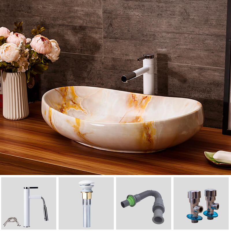 Ceramic sink basin tap water balcony suit bathroom sinks thickening art toilet stage basin