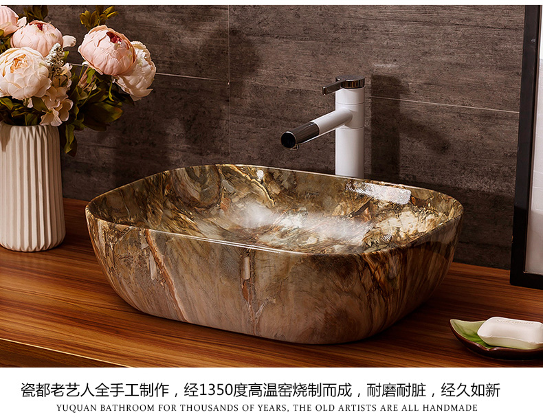 Ceramic art stage basin hotel toilet lavabo, basin faucet suit European marble sinks