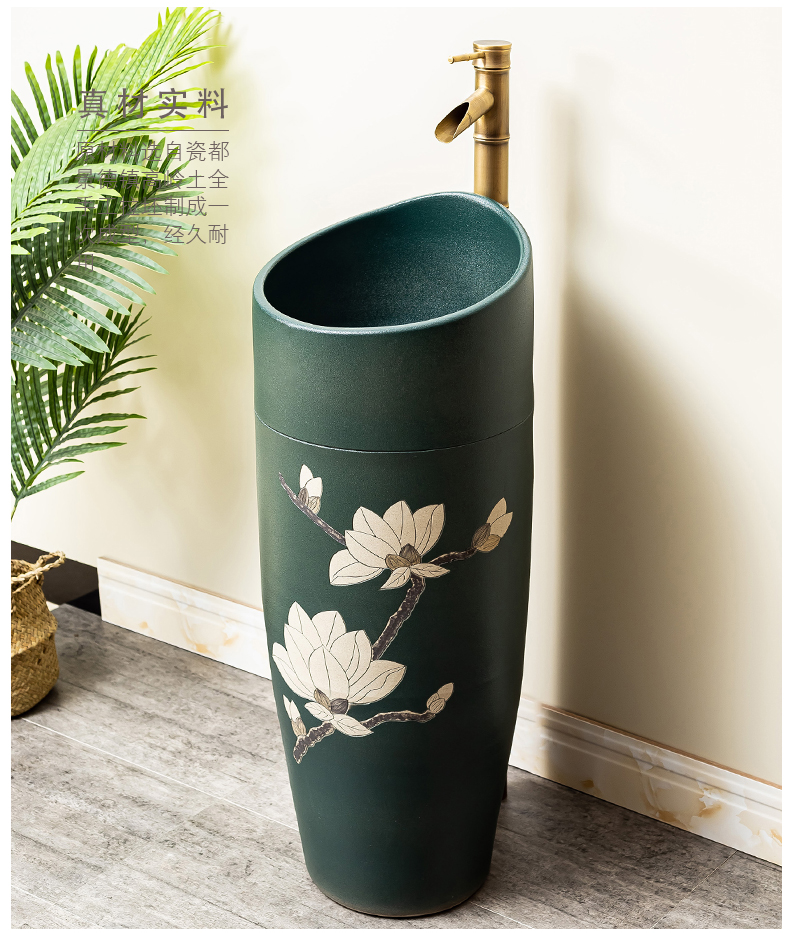 Pillar lavabo courtyard pool floor integrated basin balcony column basin ceramic lavatory toilet 3