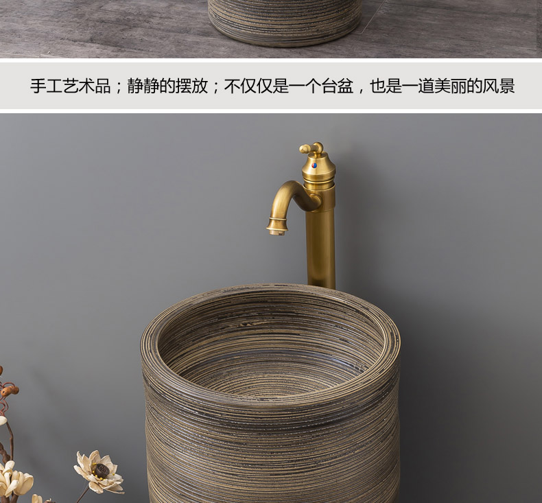 One - piece pillar carved retro ceramics basin floor balcony is suing household toilet lavabo lavatory