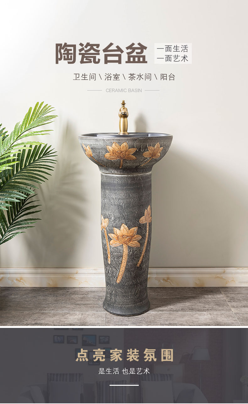 Pillar lavabo floor sink basin home Pillar type lavatory is suing ceramic basin of the post