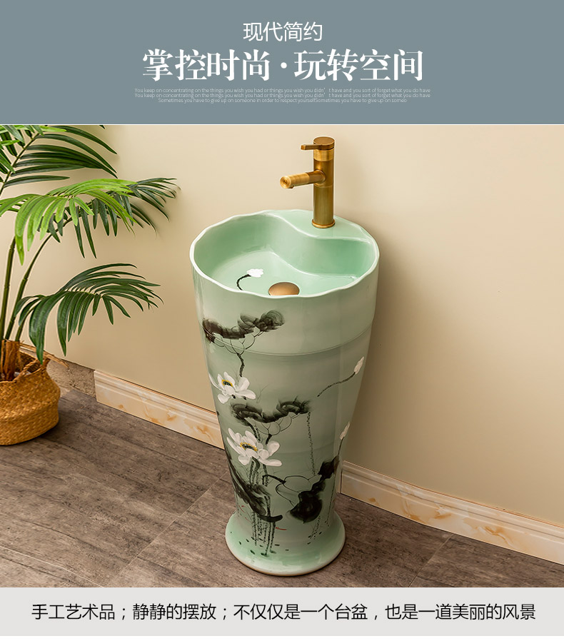 Is suing garden ceramics column basin of the balcony floor type lavatory household toilet lavabo lotus