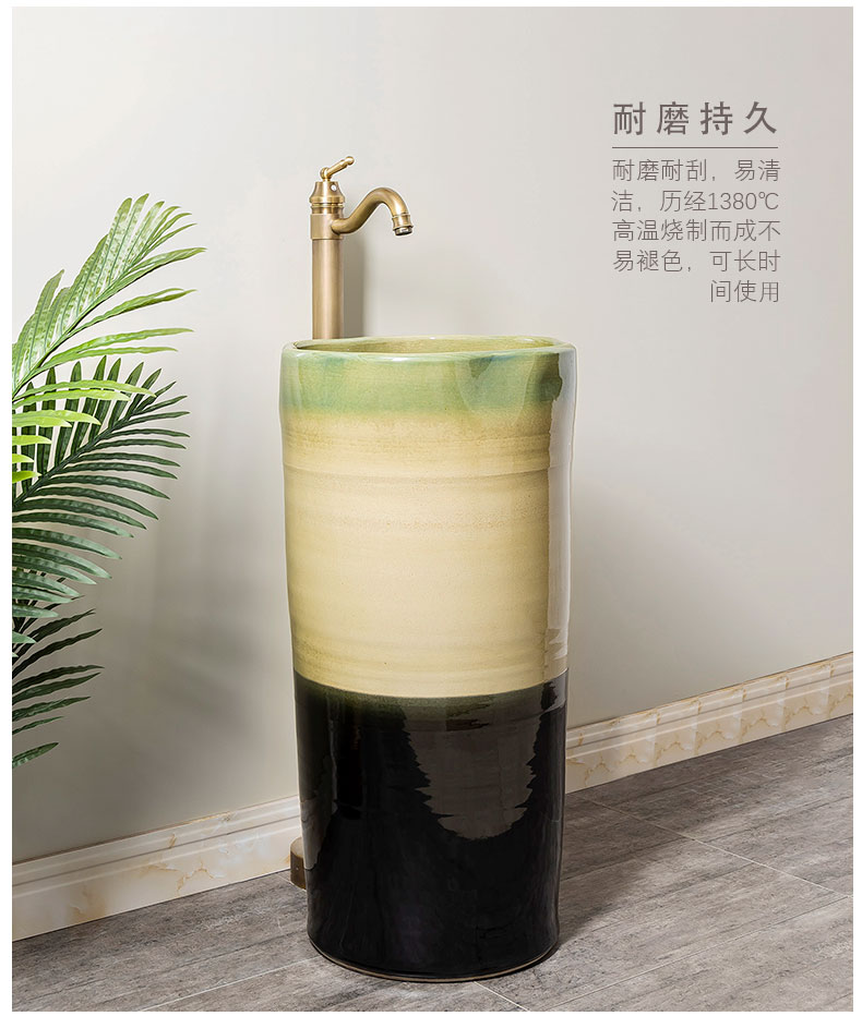 Ceramic column basin one is suing courtyard floor type washs a face basin sink pillar lavabo Chinese style household