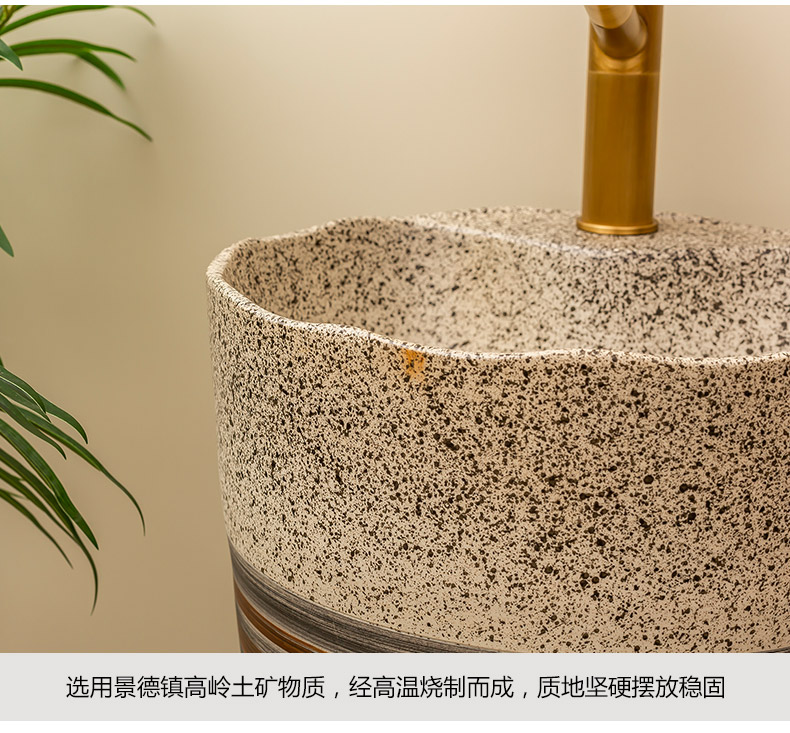 Retro one - piece floor pillar basin is suing garden ceramic lavatory industrial basin of wash one household wind on the balcony