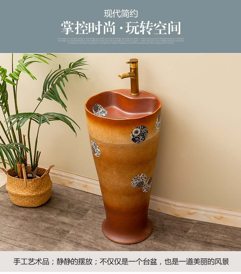 Retro ceramic column basin one balcony is suing patio floor type lavatory household toilet lavabo