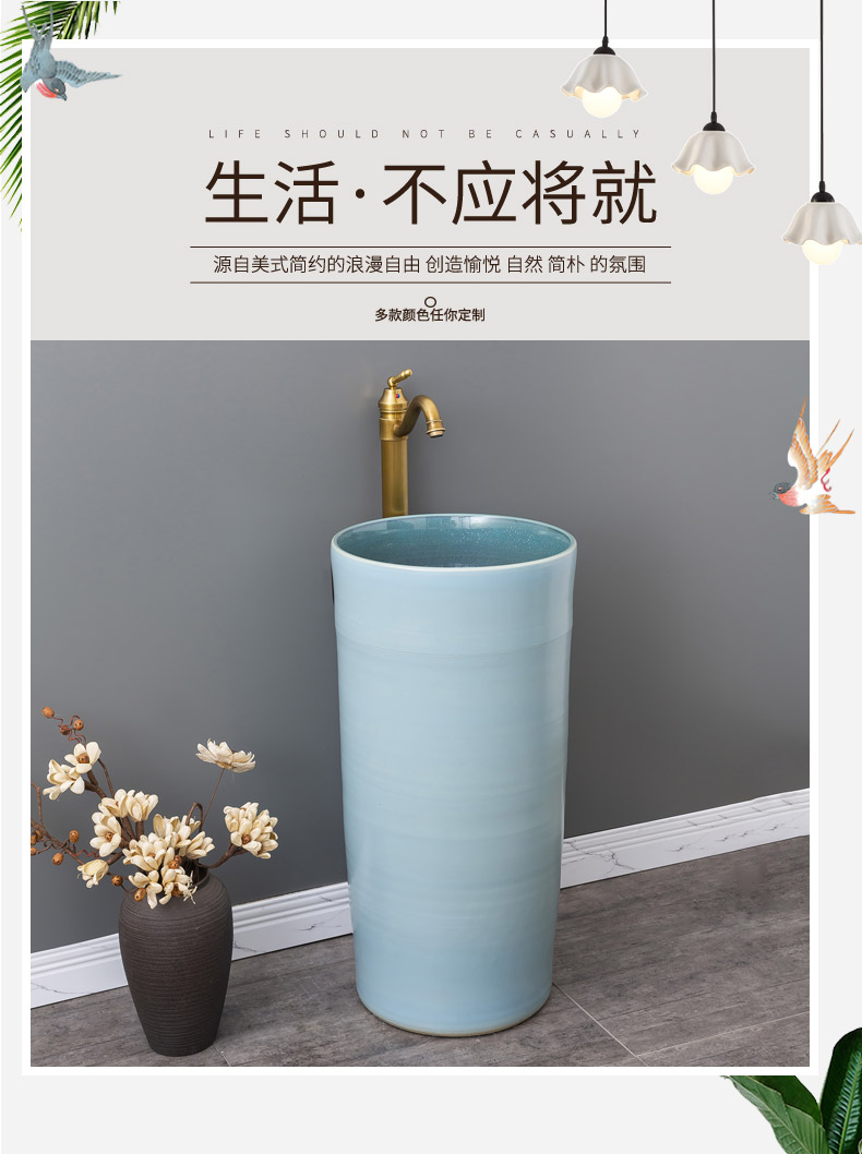 Ceramic column type lavatory basin of I and contracted floor one column family of small family toilet lavabo