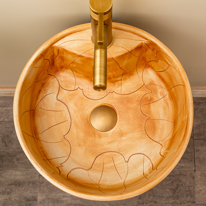 One - piece pillar carved lotus ceramics basin floor balcony is suing household toilet lavabo lavatory