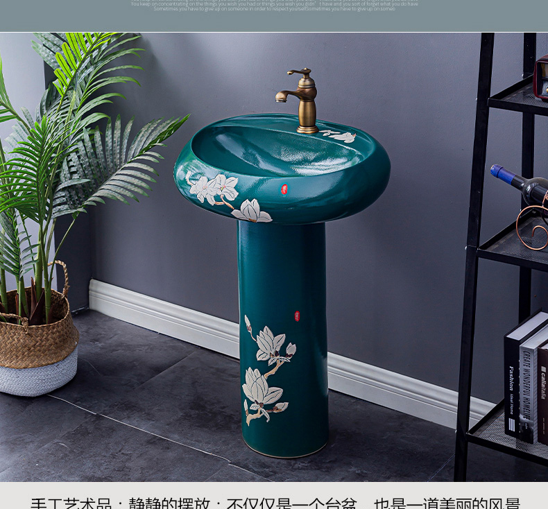 Household lavabo floor pillar basin courtyard balcony toilet stage basin integrated basin ceramic sinks. 2