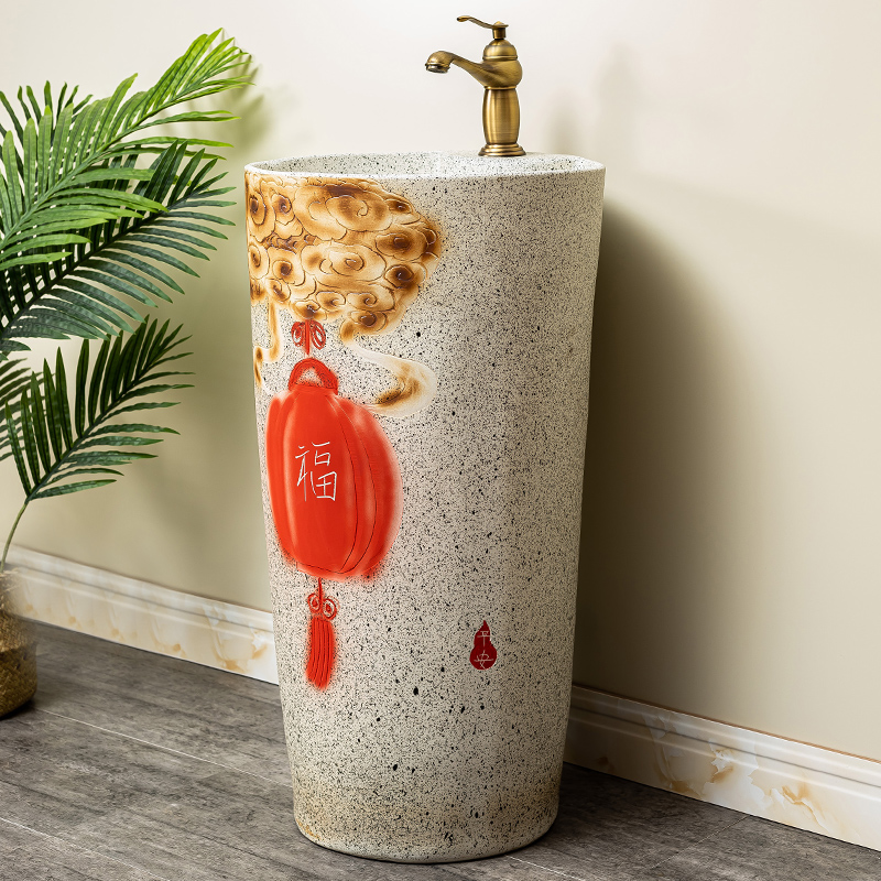 Pillar lavabo courtyard pool floor integrated basin balcony column basin ceramic lavatory toilet 6