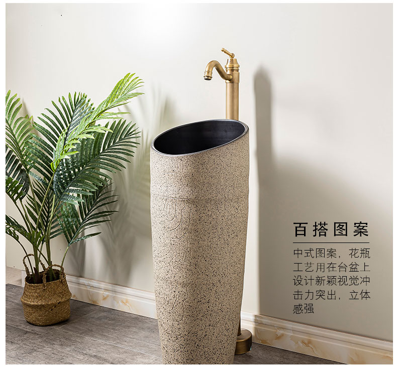 Household small family pillar type lavatory toilet lavabo is suing balcony floor ceramic basin of pillar 2