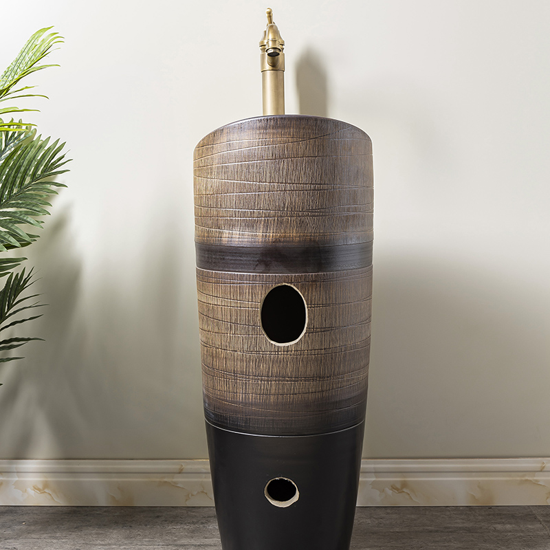 Household small family pillar type lavatory toilet lavabo is suing balcony floor ceramic basin of the post