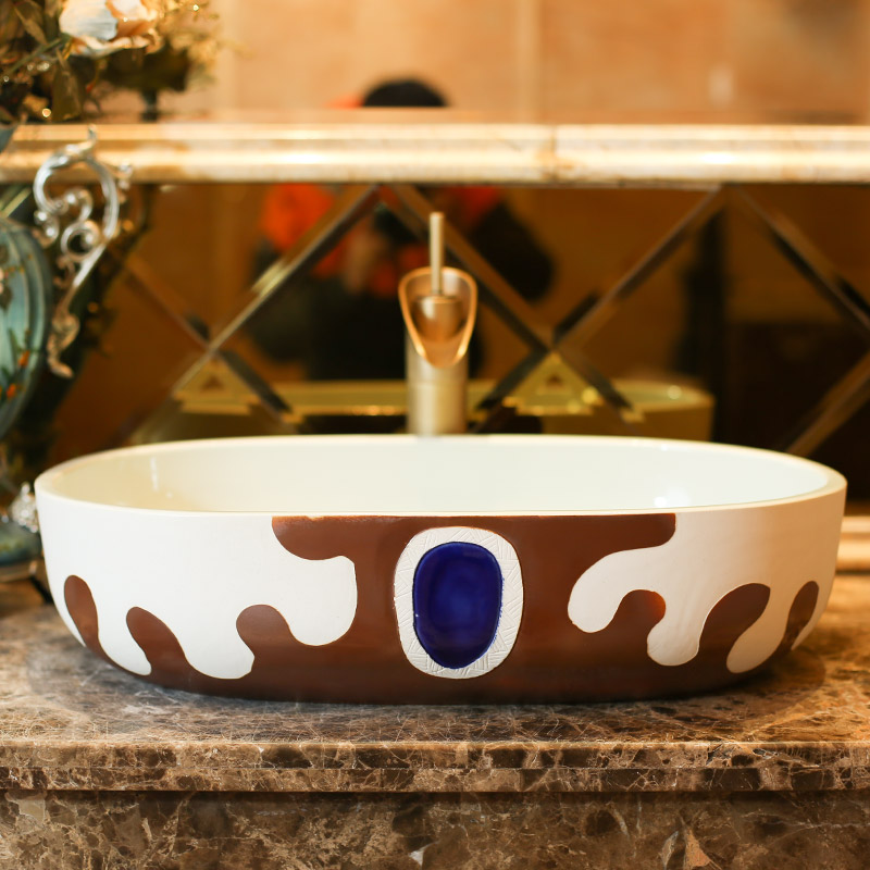 Jingdezhen rain spring basin art ceramics on the oval sink sitting lavatory toilet stage basin on the balcony