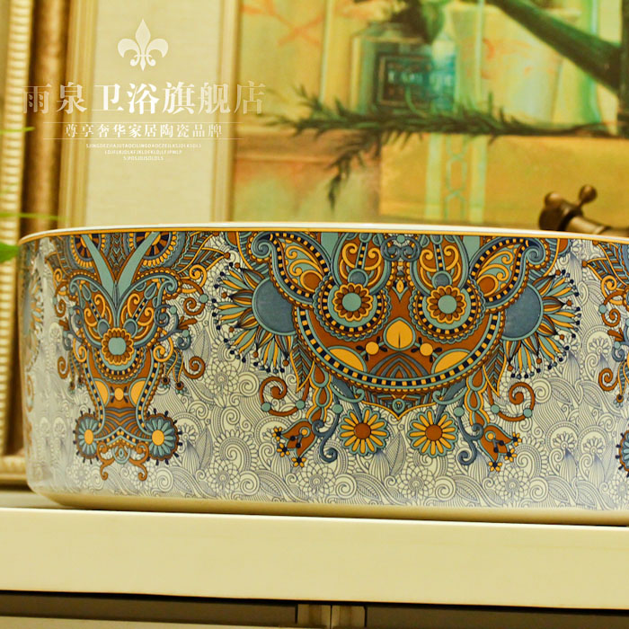 Jingdezhen rain spring basin art sanitary ceramic table lavatory sink European archaize of toilet stage basin