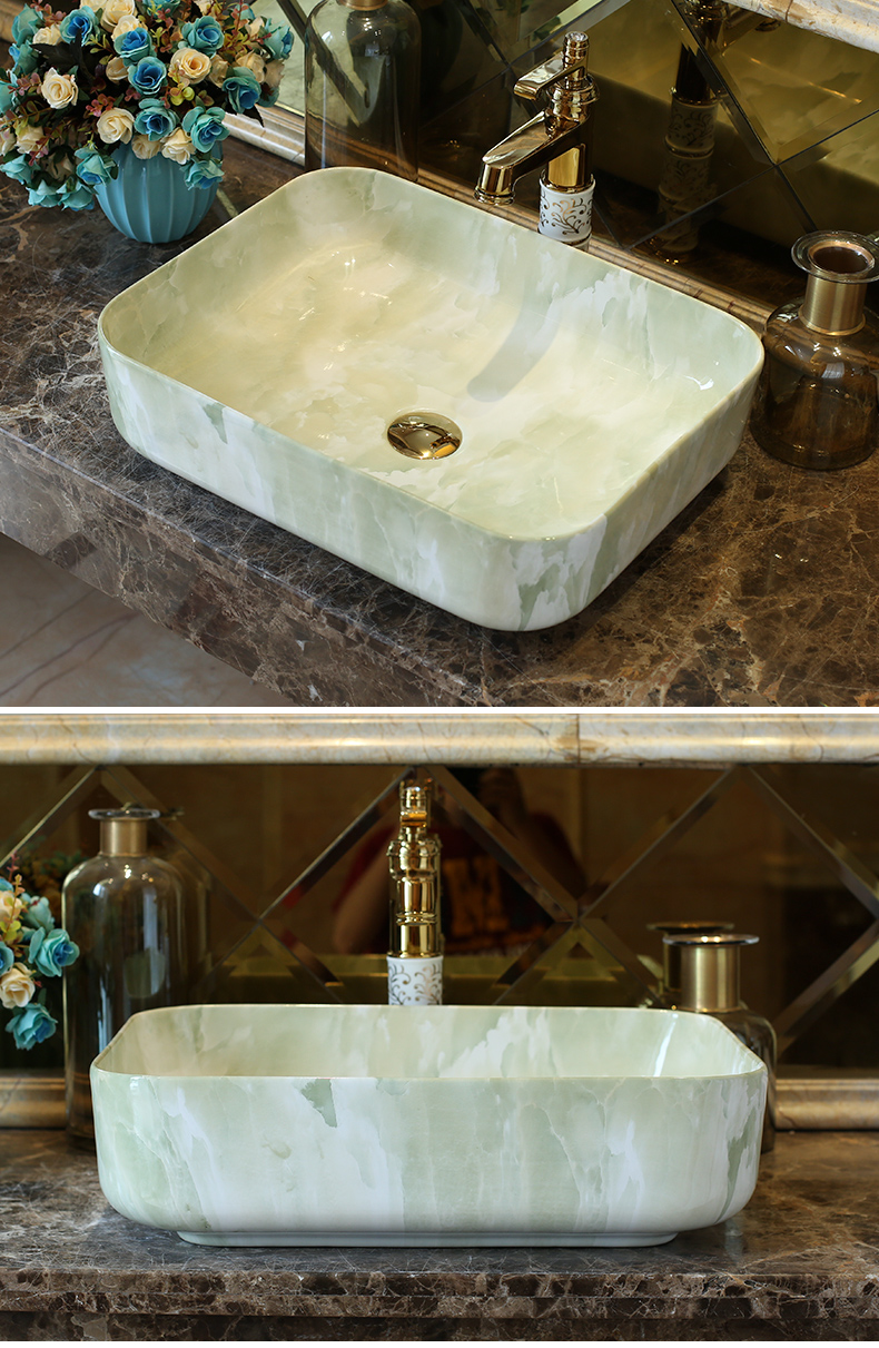 Basin art ceramics on the rectangle Europe type restoring ancient ways sink imitation marbled bathroom sinks