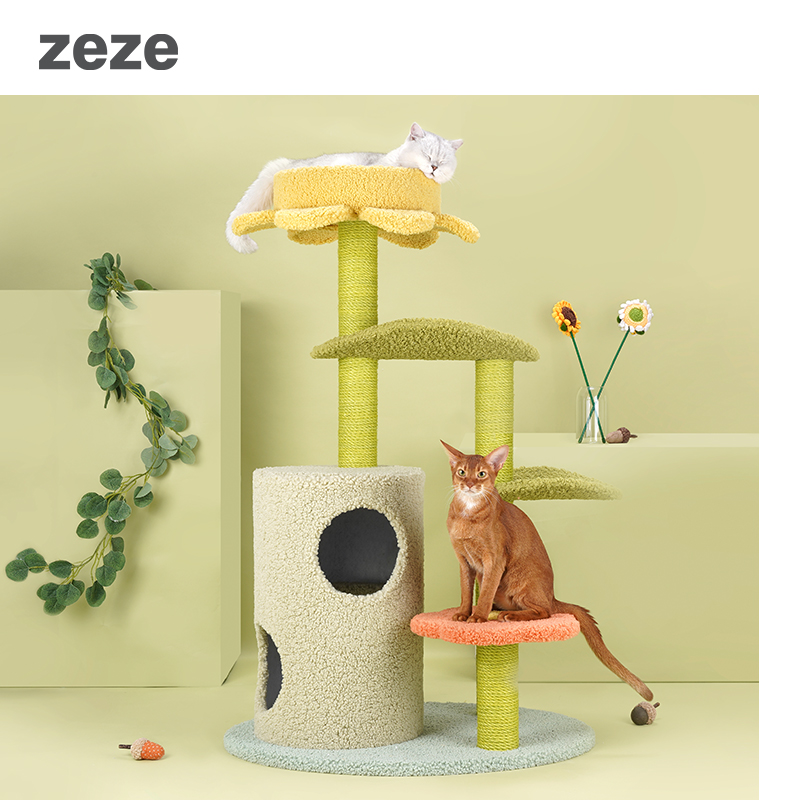 zeze Lotus leaf cat climbing frame Cat nest one-piece Tianzhu cat frame Cat tree network red cat climbing frame Cat climbing column Multi-layer climbing frame