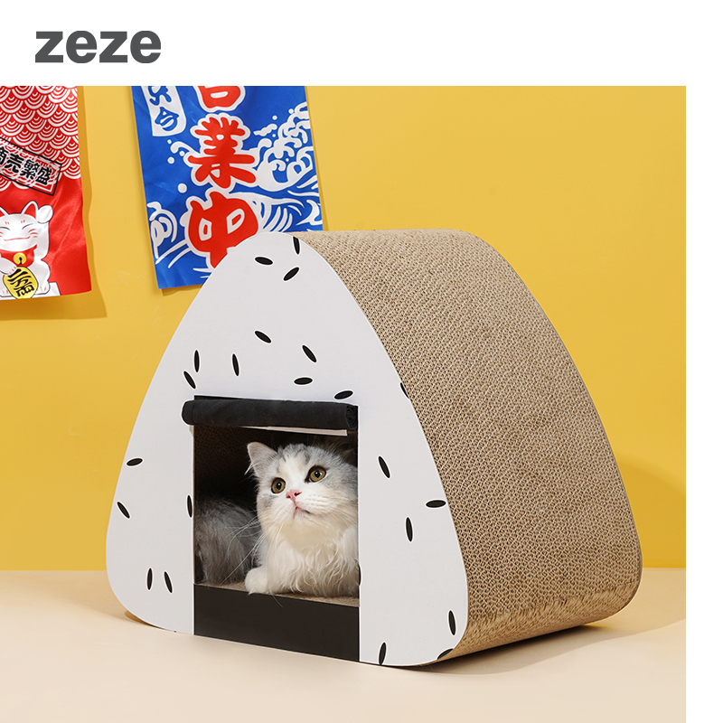 Onigiri cat grab plate Wear-resistant vertical cat grab column Creative grinding claw Cat claw plate does not chip corrugated paper cat nest Cat grab nest