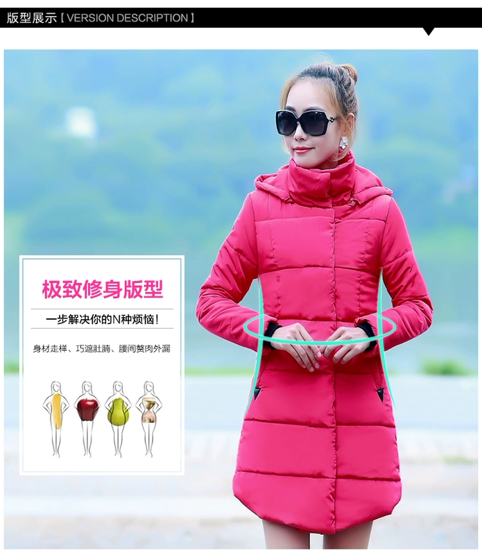 2018 phiên bản mới của Hàn Quốc áo khoác cotton mùa thu và mùa đông dài dành cho nữ áo khoác cotton mỏng giảm béo