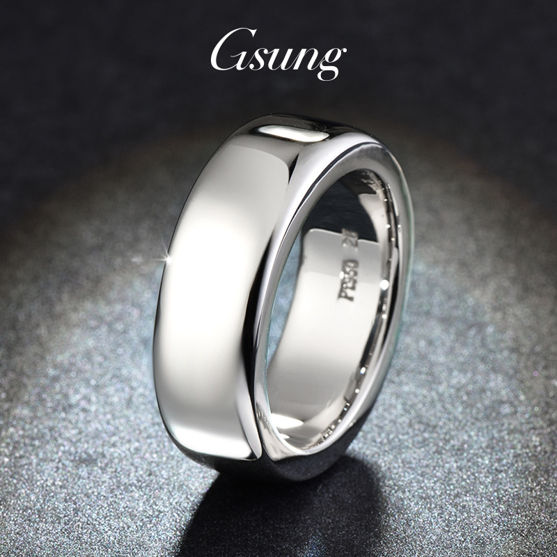 Gsung Platinum Ring for Men, Elegant Pt950 Wide Men's Ring, White Gold Ring for Men, Smooth Surface, Thick Inner Arc, Investment Gsung Platinum Ring for Men, Elegant Pt950 Wide Men's Ring, White Gold Ring for Men, Smooth Surface, Thick Inner Arc, Investment