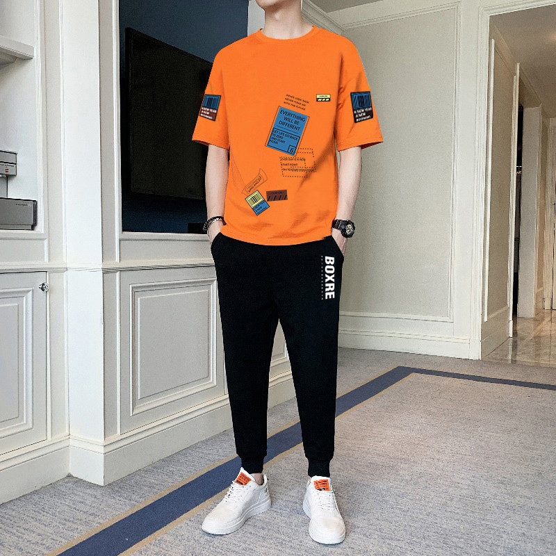 T-shirt sports suit men's tide brand high school student men's wear big boy short sleeves T-shirt junior high school student youth clothes summer wear