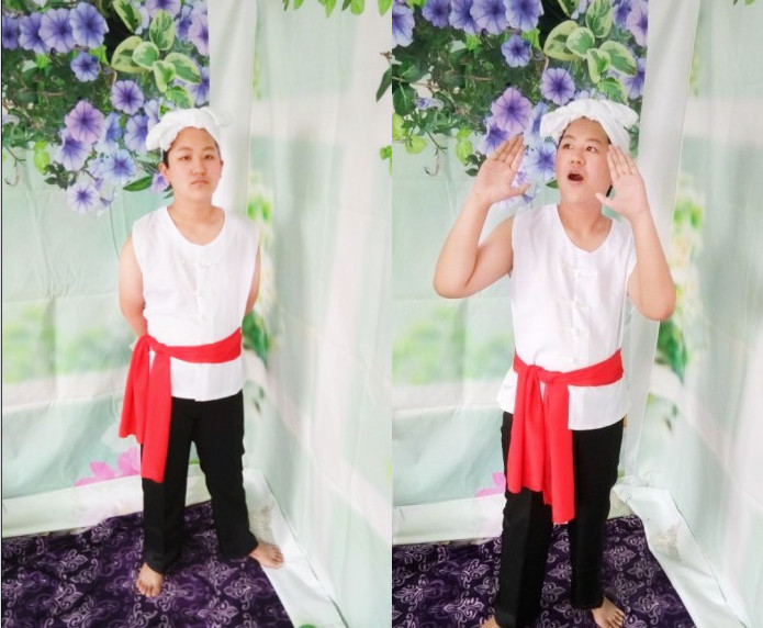 Một Han Shanbei Baozi với cùng một đoạn trang phục dân gian nông dân trống biểu diễn quần áo trẻ em người lớn trình diễn trang phục trang phục biểu diễn cho bé trai