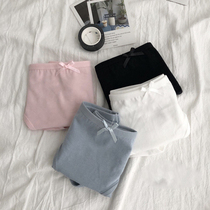 Japanese cute Korean version of simple underwear women cotton antibacterial waist girl seamless breathable bottoming breifs set