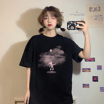Short sleeve T-shirt female summer design sense black original wind spring and autumn 2021 New loose net red top ins tide