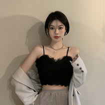 French style with small camisole vest female summer outside wearing sexy lace underwear chest design sense hot girl short coat