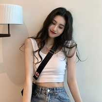 Net red explosion sports camisole Vest Women spring 2021 New Korean version of White slim short style interior top tide