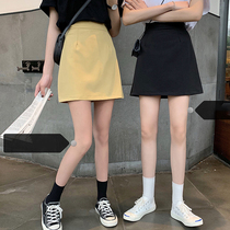 High waist slim black skirt womens ins spring and summer 2021 new versatile A- line dress hips crotch skirt skirt