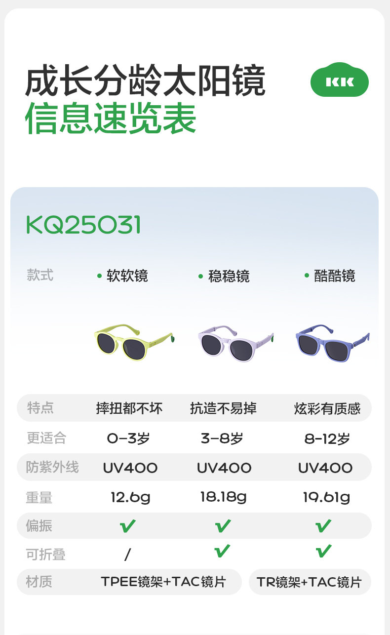 KK树儿童墨镜男童女孩分龄成长太阳镜偏光防紫外线宝宝婴儿护眼镜 — 48