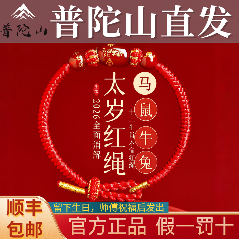 Putuo Mountain 2026 Year of the Horse Zodiac Red String Bracelet for Women, Zodiac Ox, Rat, Rabbit Red Agate Bracelet Amulet Gift