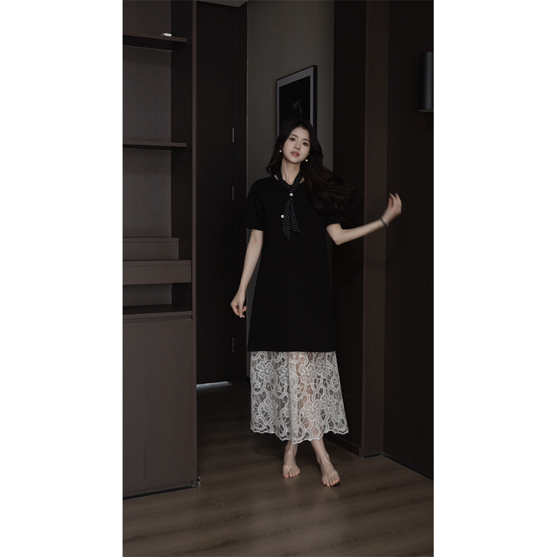 Qiyuanjia Plus-Size Women's Clothing, Elegant French Lace, Versatile, High-End, Simple, Workwear Two-Piece Set for Women, Summer 2026