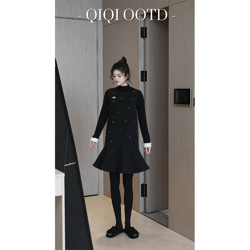 Qi Yuanjia/ женское легкое роскошное платье-жилет большого размера, темпераментное плиссированное платье-жилет 2025, осенне-зимняя свободная юбка средней длины